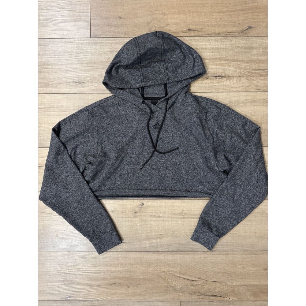 Adidas Cropped‎ Hoodie Sweatshirt Sweater Women's XS Extra Small Gray